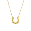 Horseshoe Pendant with Light Blue Accents