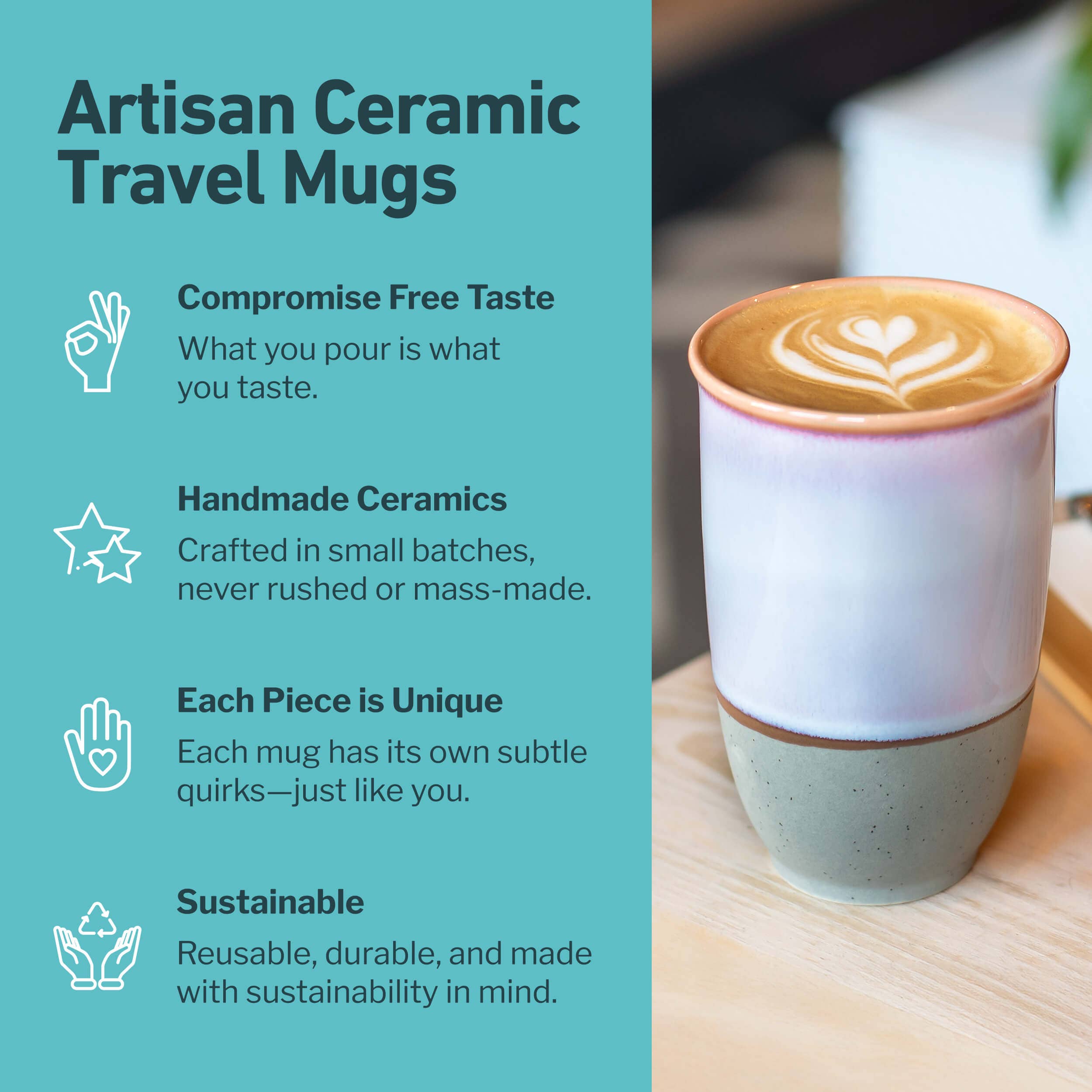 Horizon Ceramic Travel Mug – 12oz with Lid & Sleeve