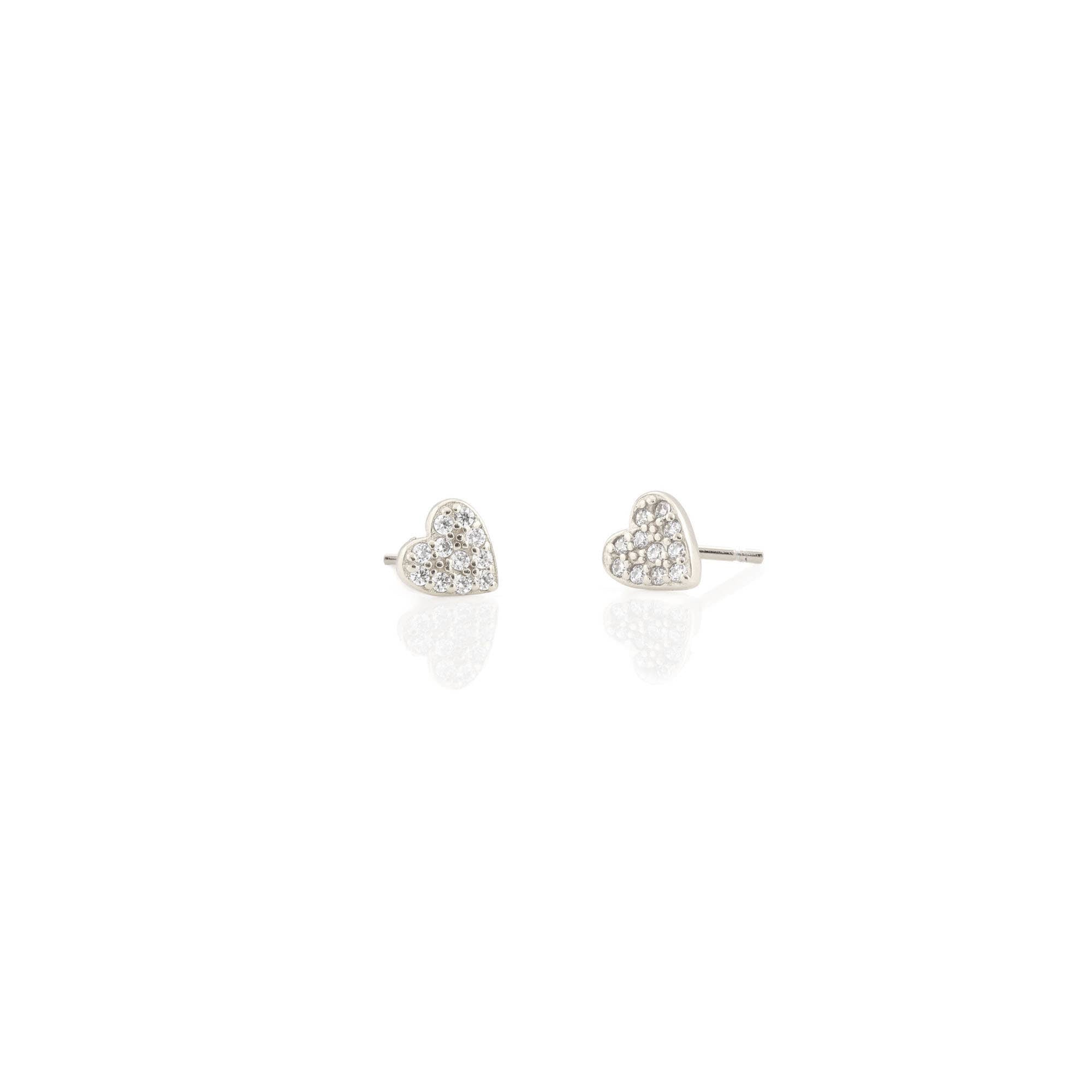 Heart Crystal Stud Earrings 18K Gold Vermeil | Sterling Silver CZ Crystals Nickel Free Hypoallergenic Ships from CA