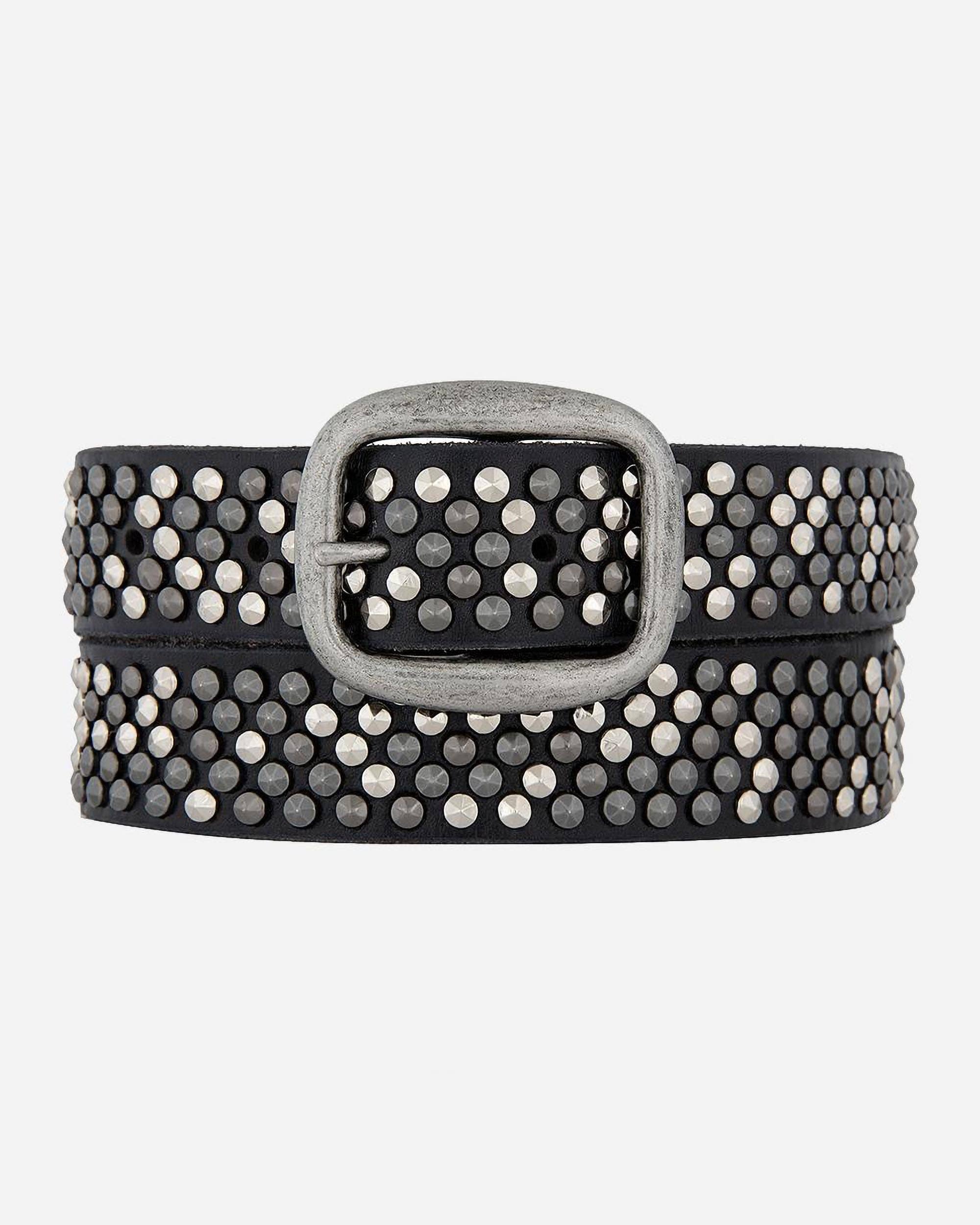 Britta | Vintage Silver Buckle Studded Leather Belt Women