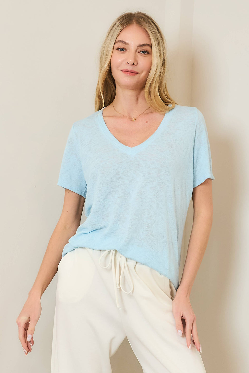 HACCI SLUB RELAXED FIT V-NECK S/S TEE FWMT3683