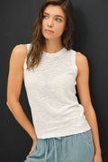 [NEW COLOR]ROUND NECK SLEEVELESS SLUB KNIT TOP