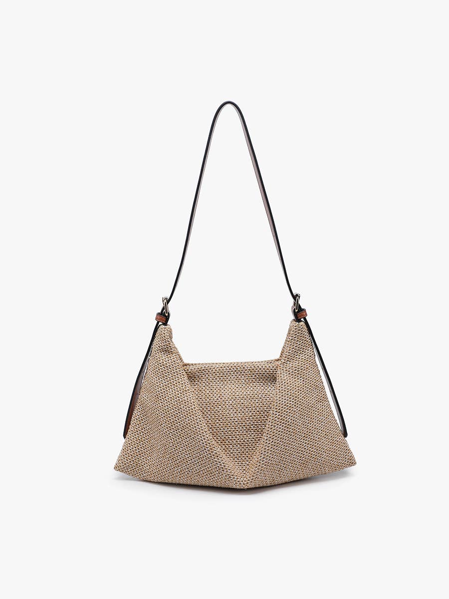 M2840 Samantha Soft Straw Woven Shoulder Bag w/ Snap Closure