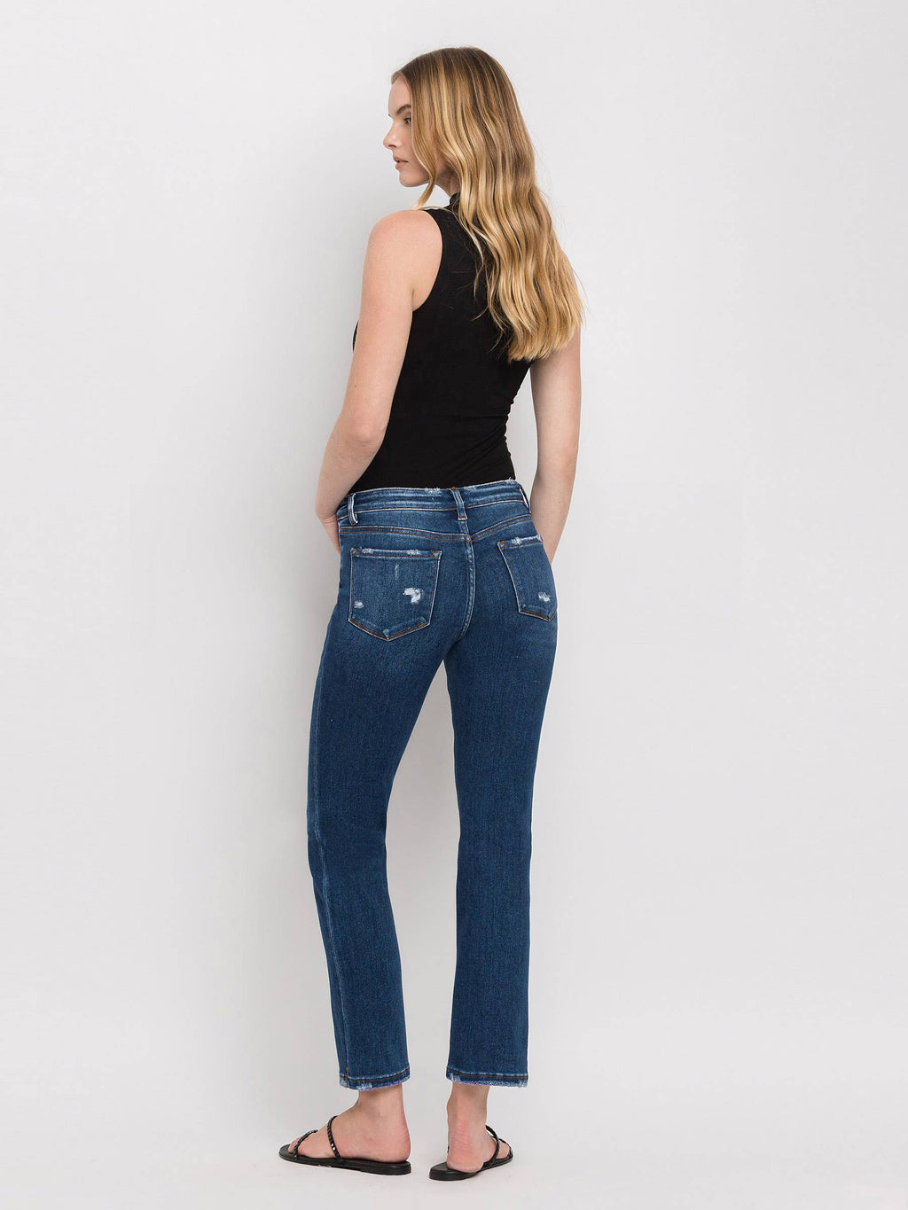 MID RISE ANKLE SLIM STRAIGHT JEANS F4999
