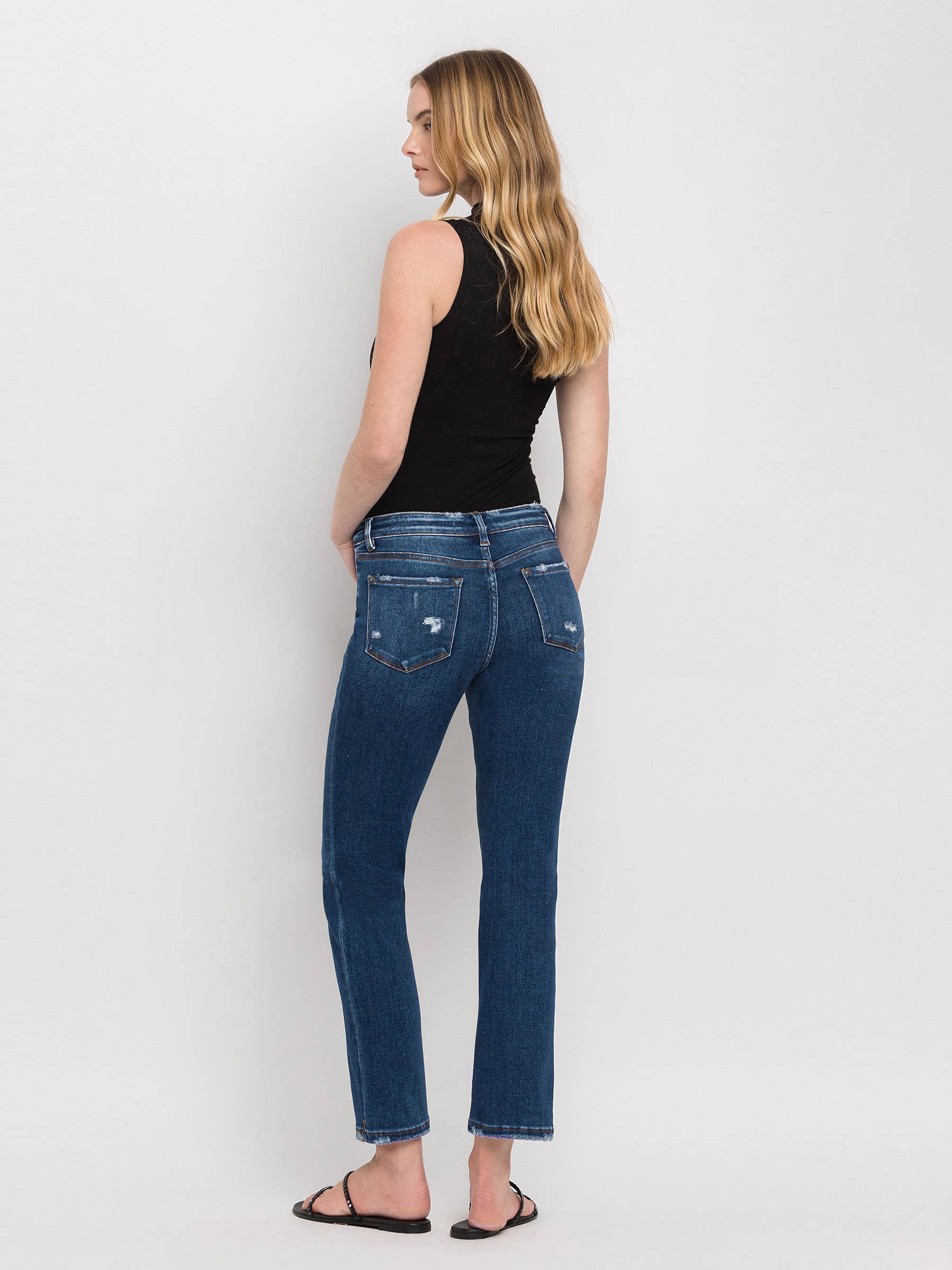 MID RISE ANKLE SLIM STRAIGHT JEANS F4999