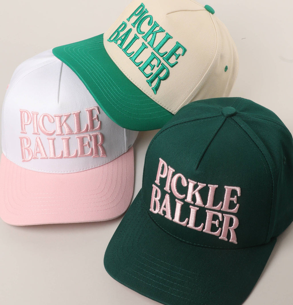 PICKLE BALLER 3D Letter Embroidery Two-Tone Trucker Hat