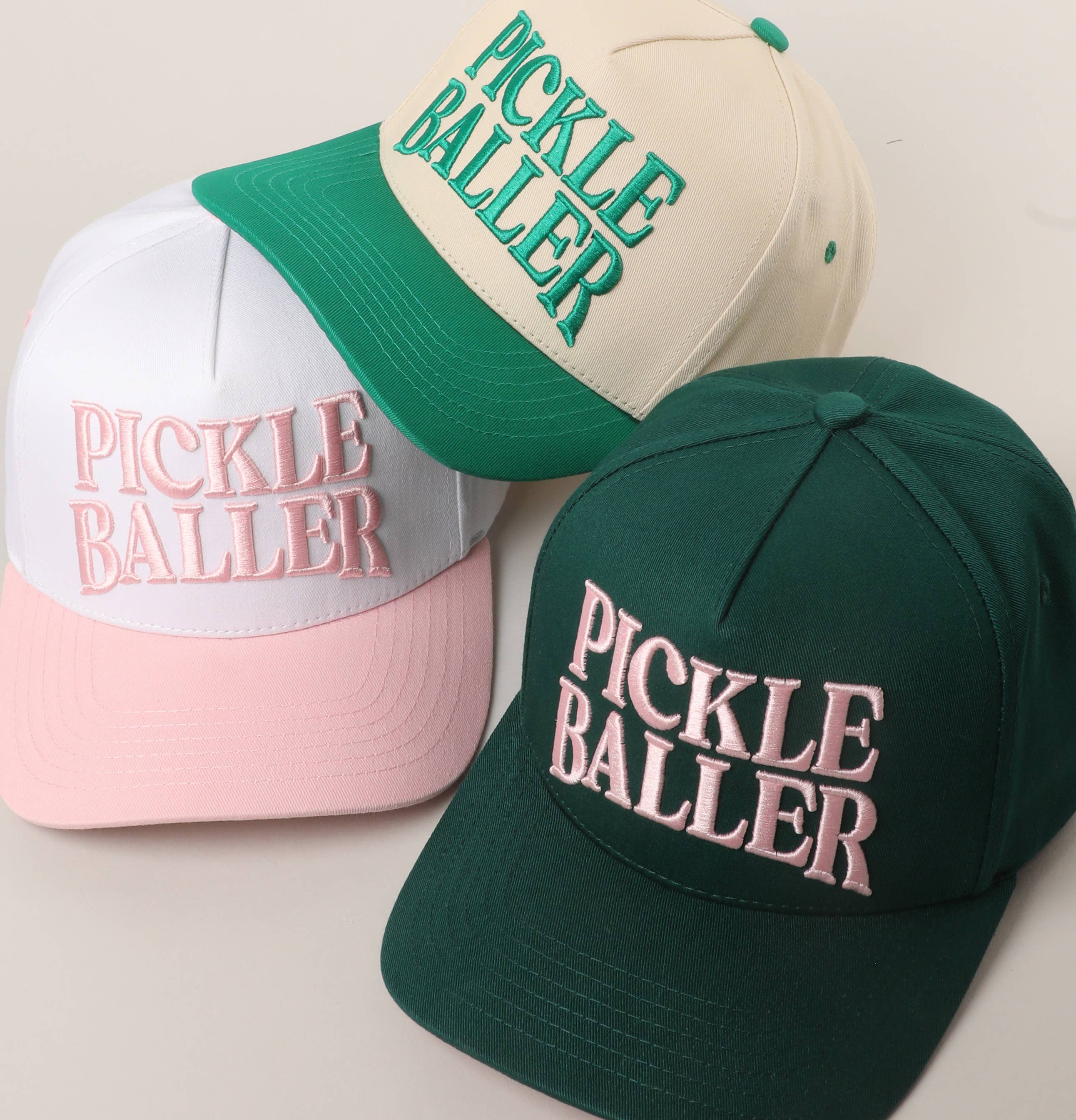 PICKLE BALLER 3D Letter Embroidery Two-Tone Trucker Hat
