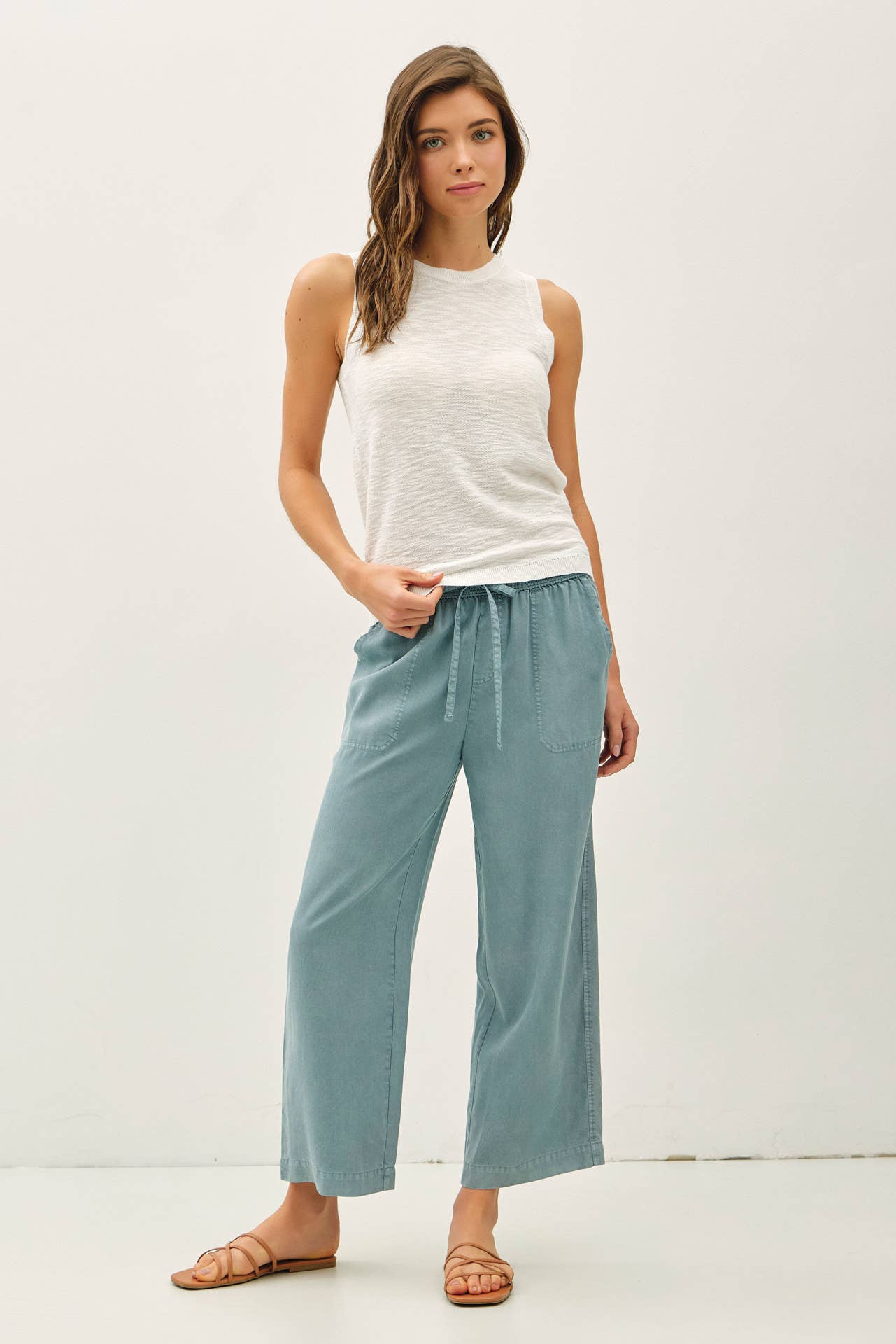 [NEW COLOR]ROUND NECK SLEEVELESS SLUB KNIT TOP