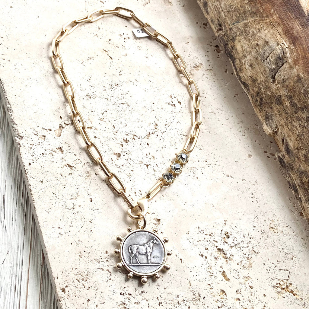 Horse equestrian queen French bee coin jewelry medallion