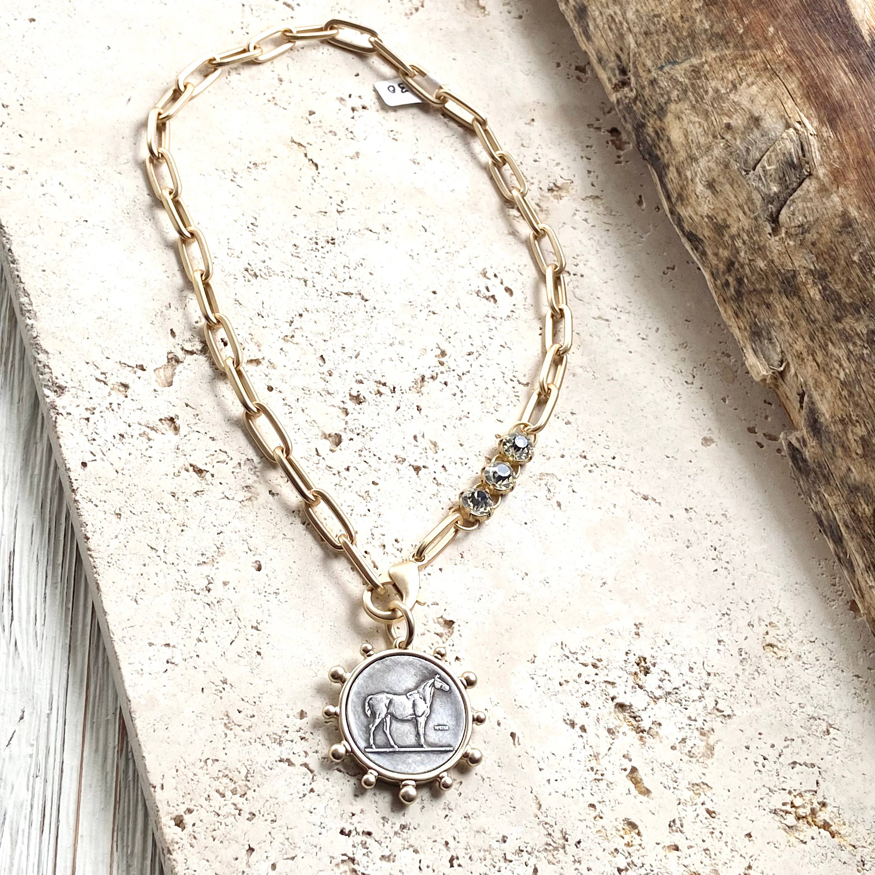 Horse equestrian queen French bee coin jewelry medallion