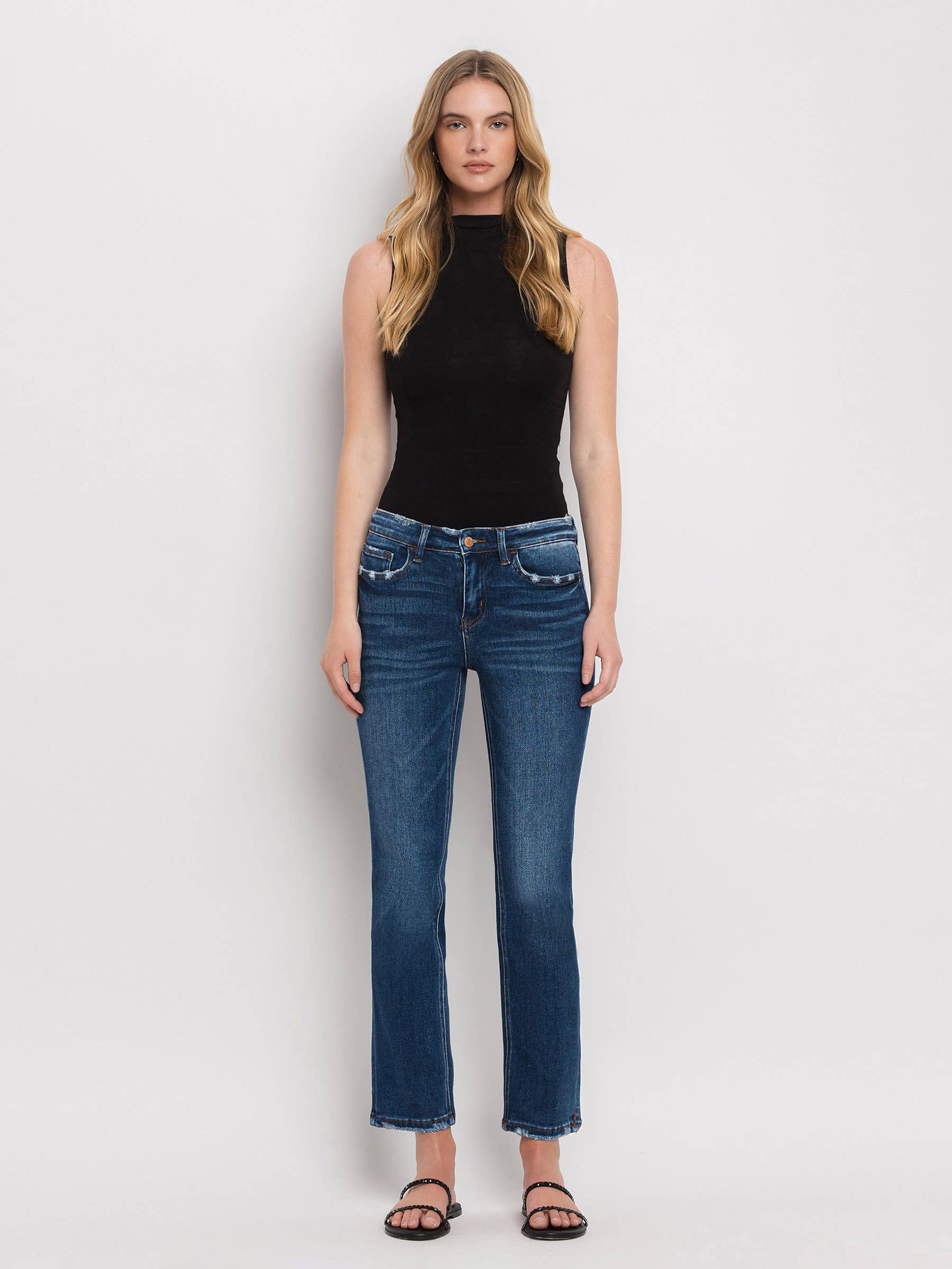 MID RISE ANKLE SLIM STRAIGHT JEANS F4999