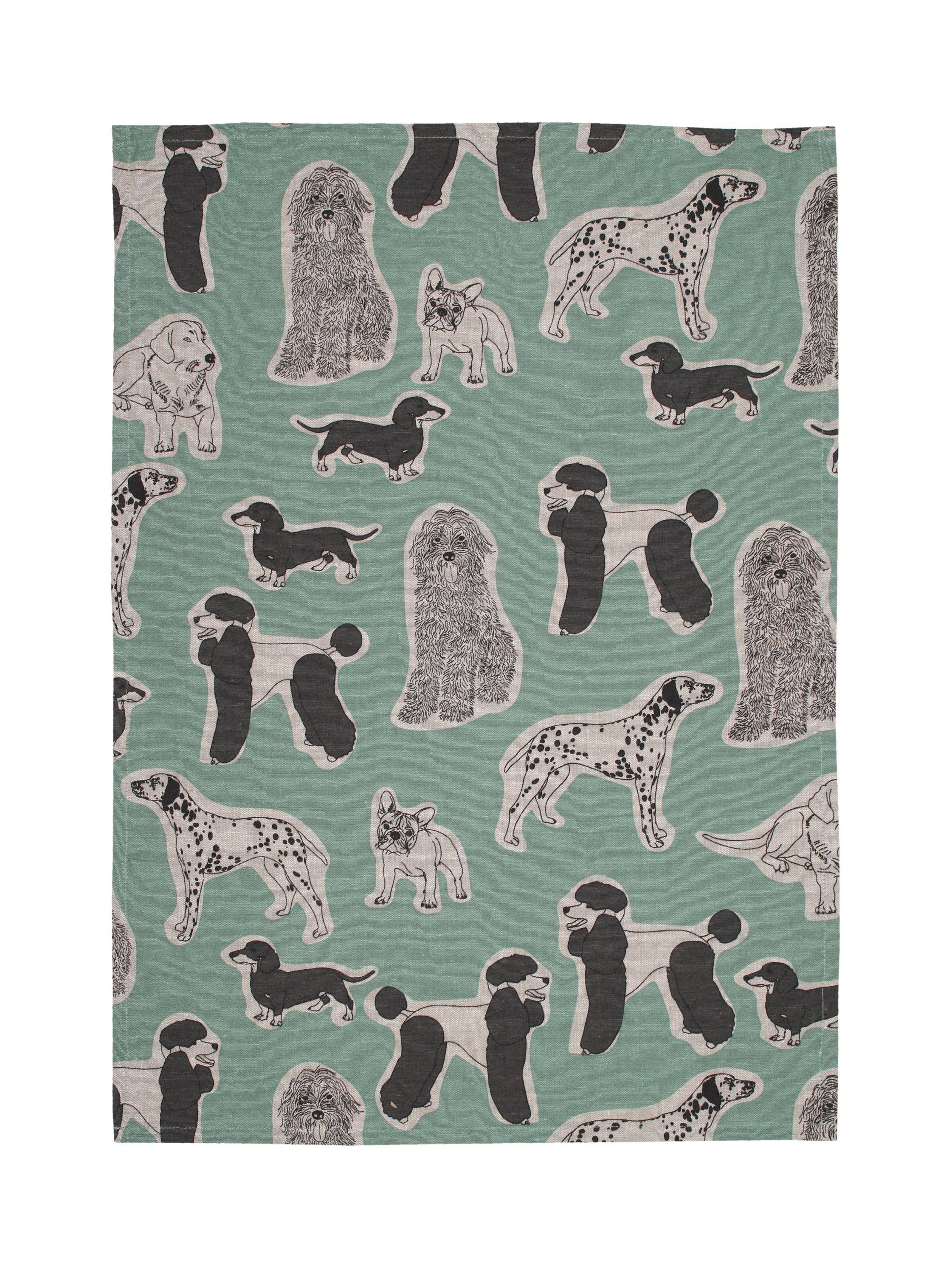 Apron Dog Print Standard Tie style-Aqua Storm