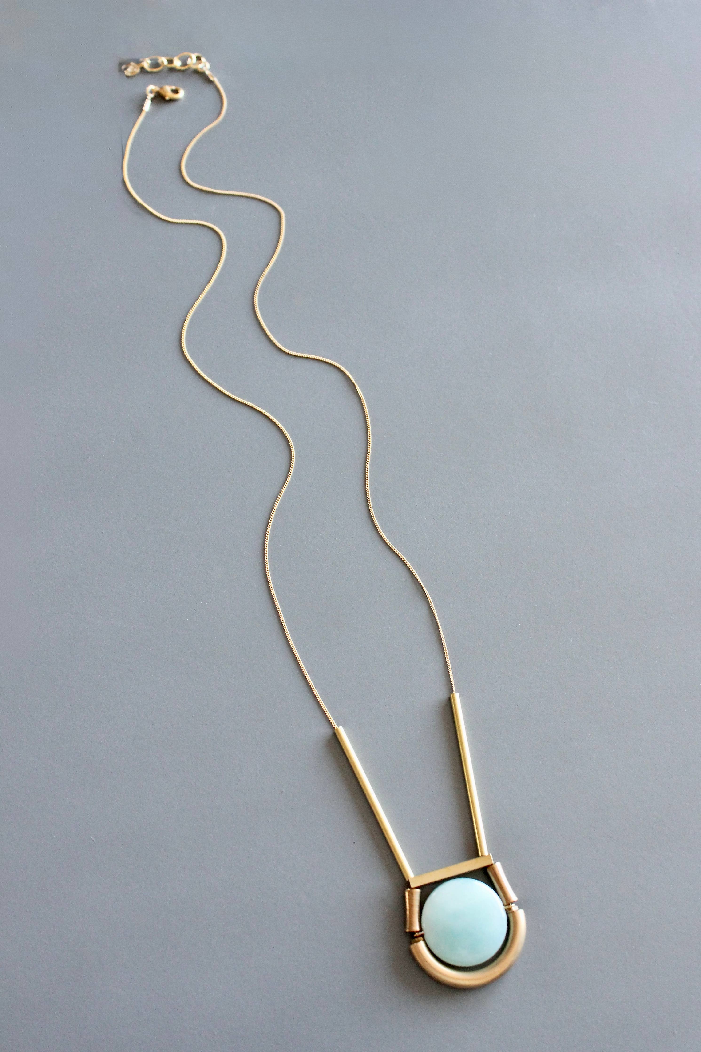 MLN128 Amazonite geometric necklace
