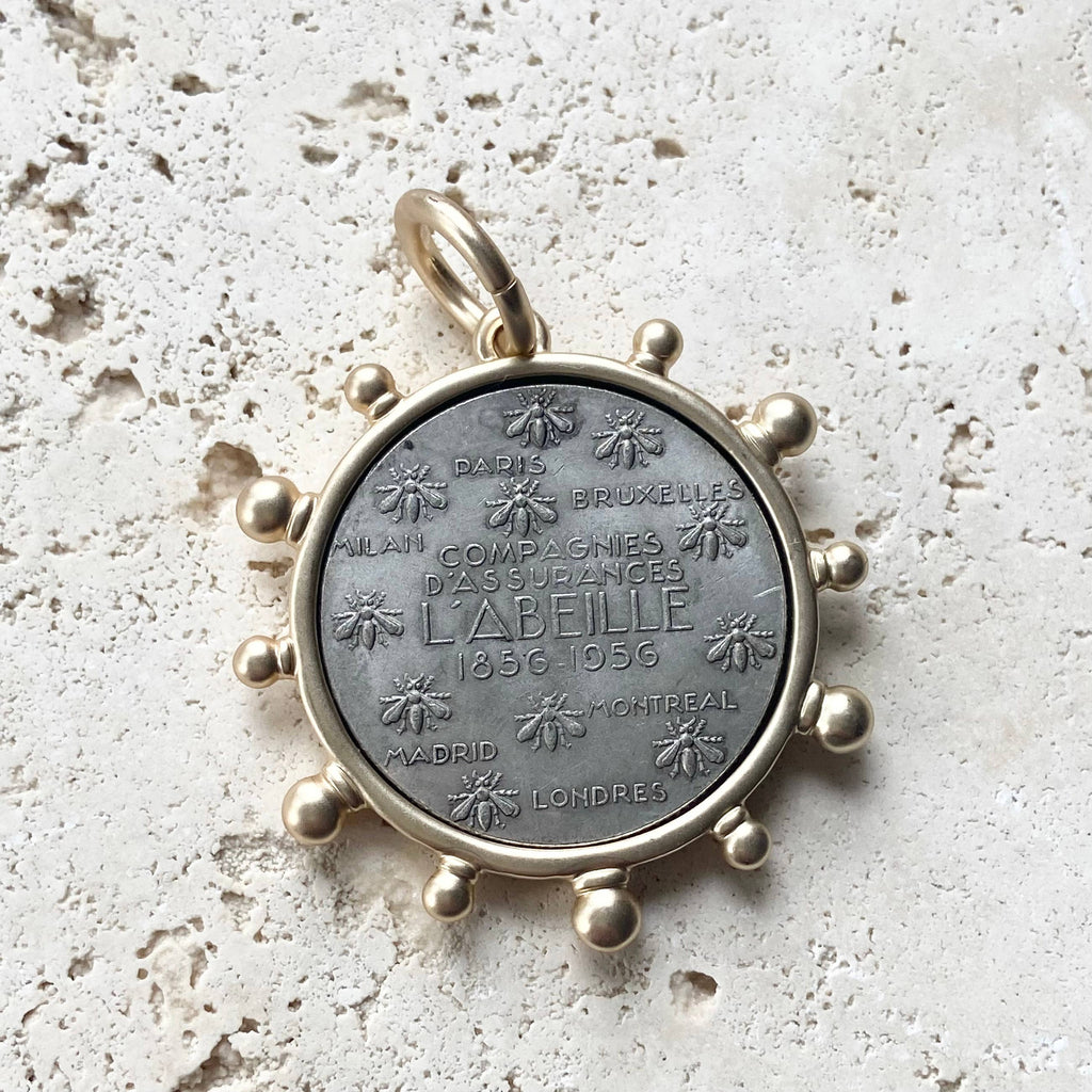 Horse equestrian queen French bee coin jewelry medallion