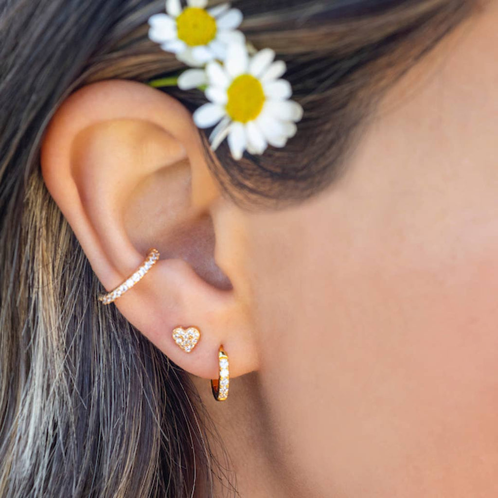Heart Crystal Stud Earrings 18K Gold Vermeil | Sterling Silver CZ Crystals Nickel Free Hypoallergenic Ships from CA