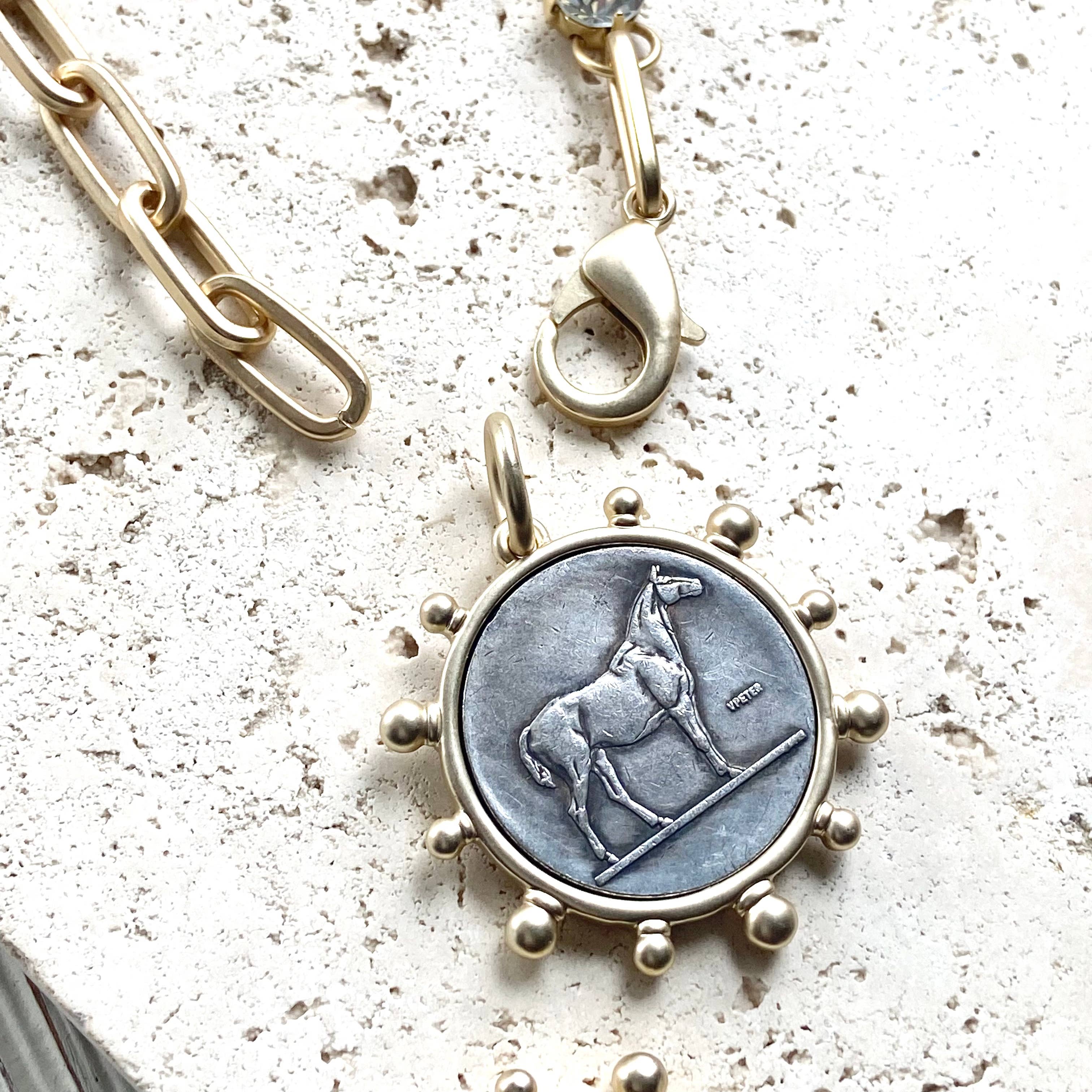 Horse equestrian queen French bee coin jewelry medallion