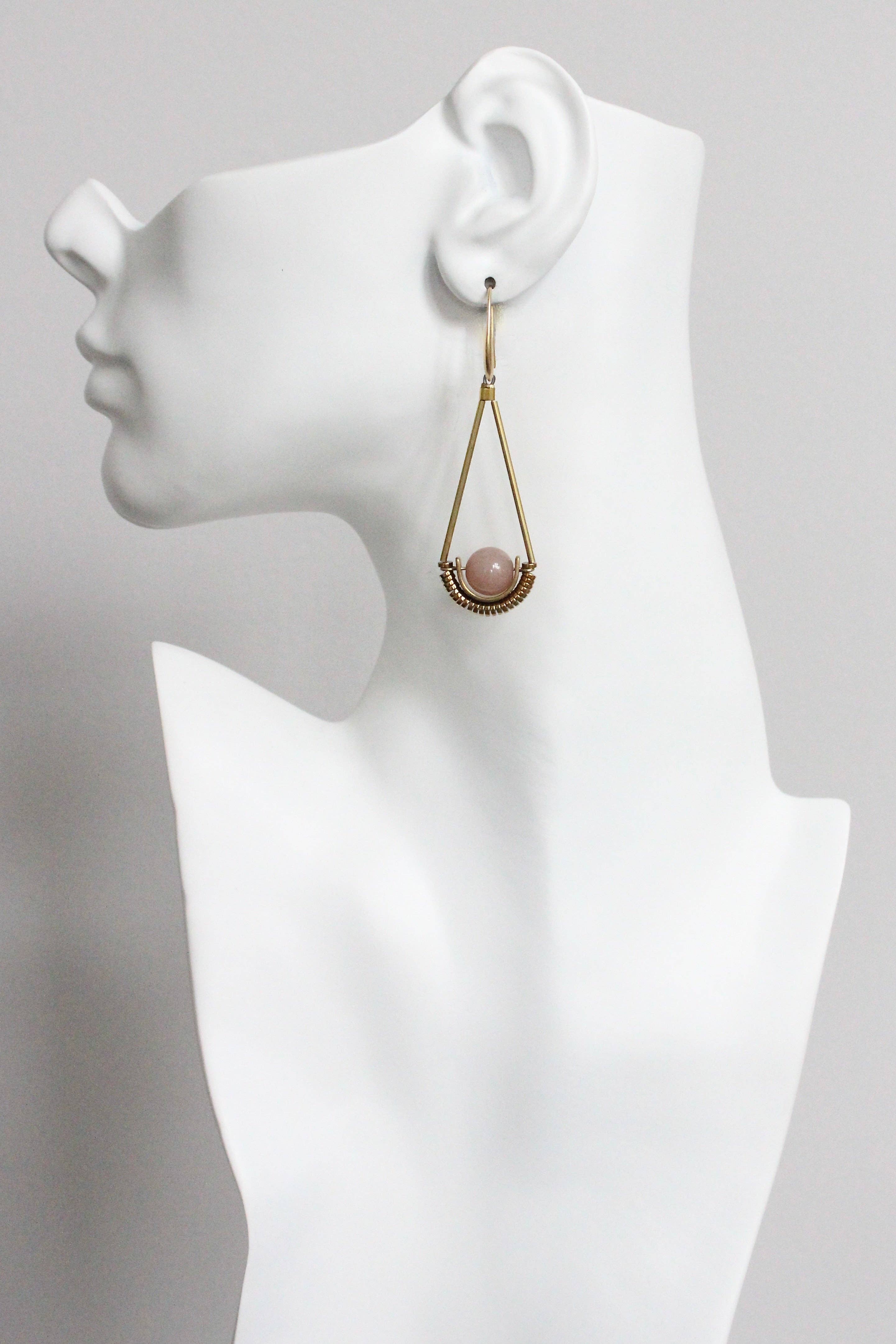 MLNE34 Mauve jade Artdeco earrings