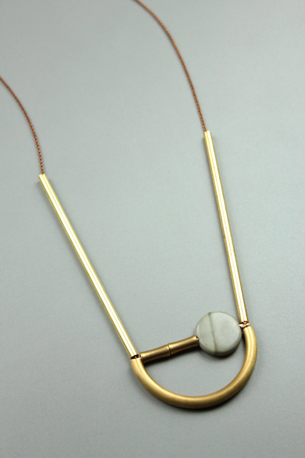 ATH134 Geometric brass and jasper necklace
