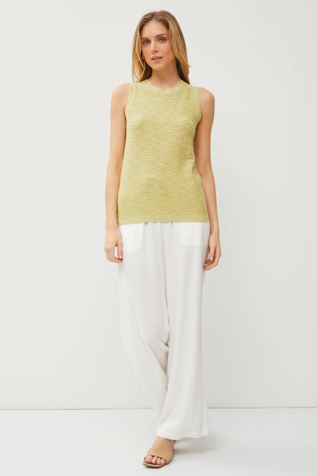[NEW COLOR]ROUND NECK SLEEVELESS SLUB KNIT TOP