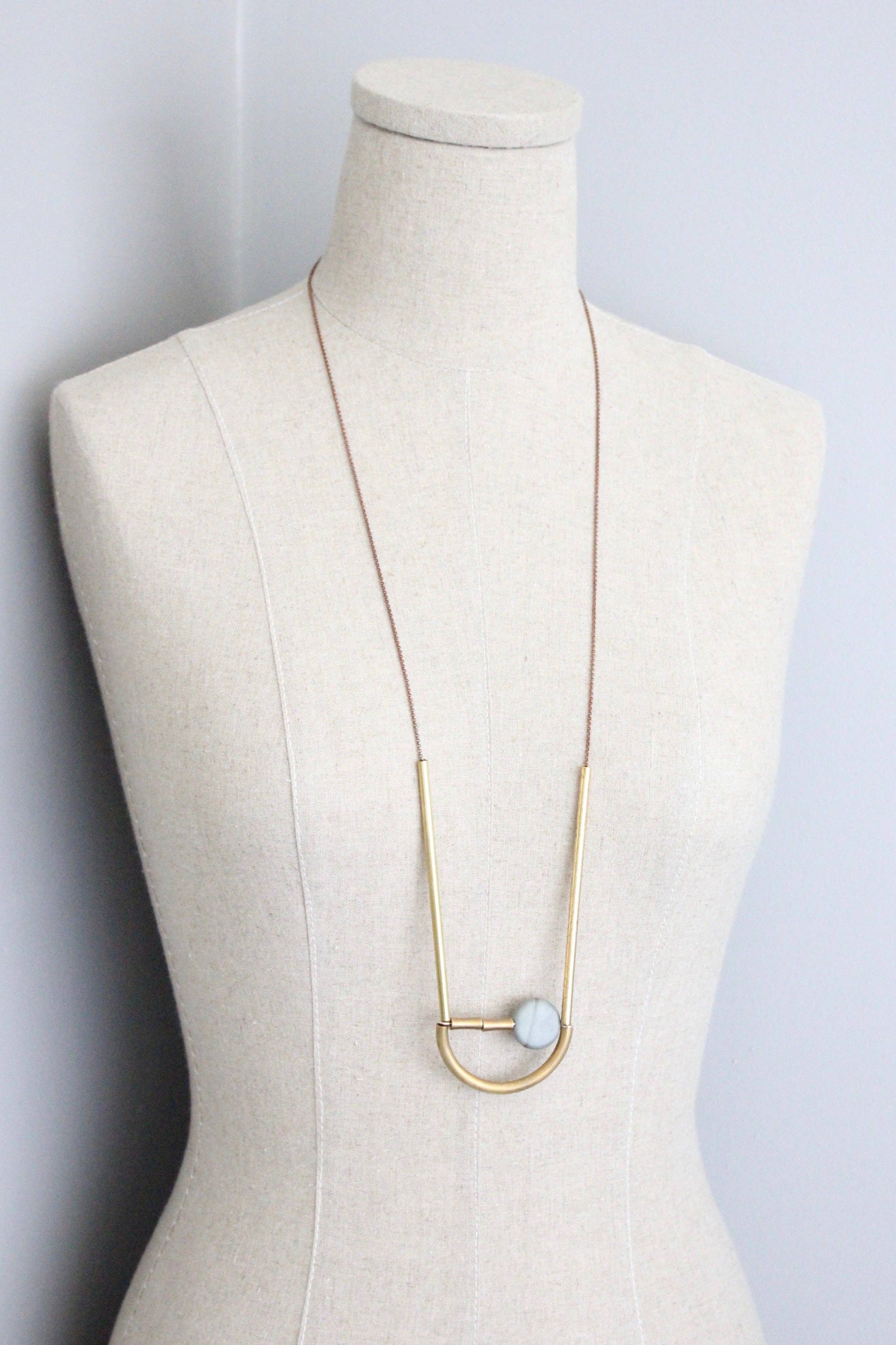 ATH134 Geometric brass and jasper necklace