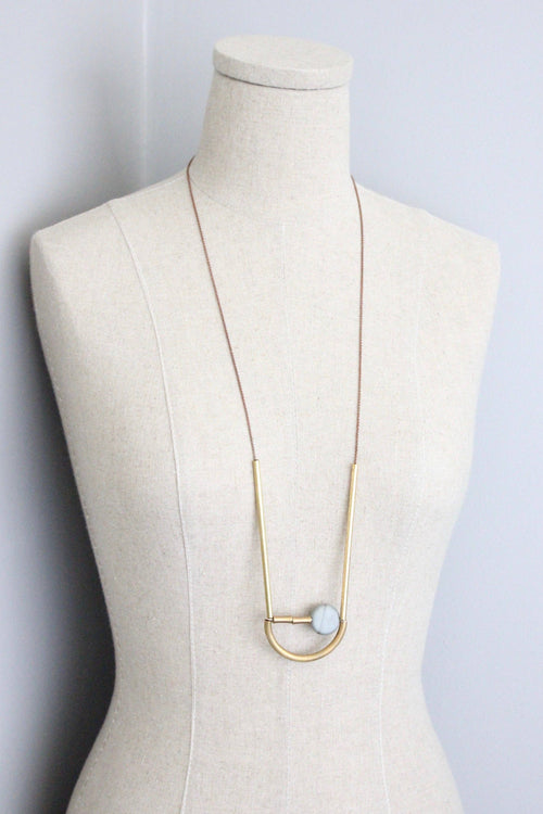 ATH134 Geometric brass and jasper necklace
