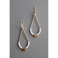 BKNE40 Geometric labradorite and brass earrings