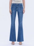 MID RISE WELT POCKET PIN TUCK FLARE JEANS F6324
