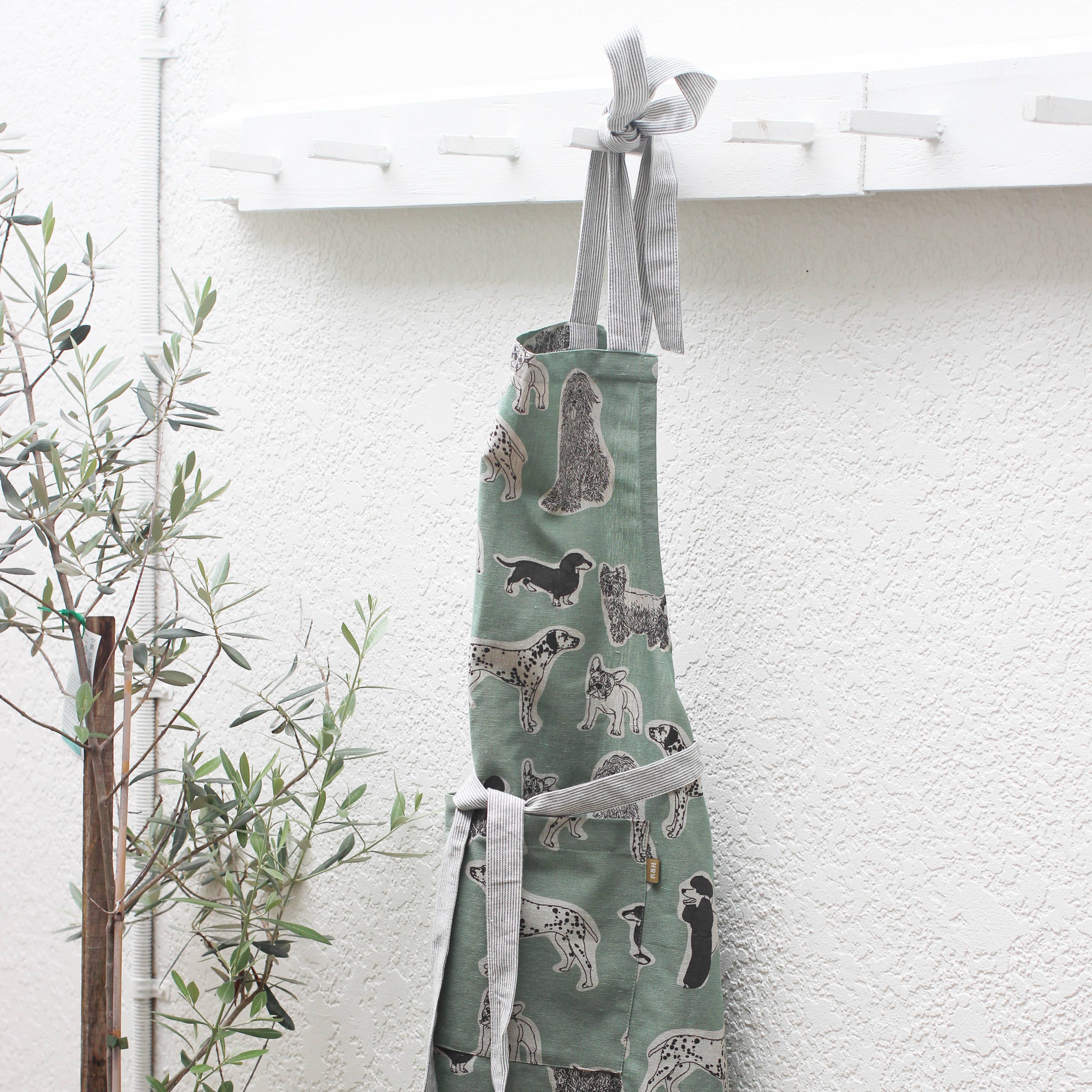 Apron Dog Print Standard Tie style-Aqua Storm