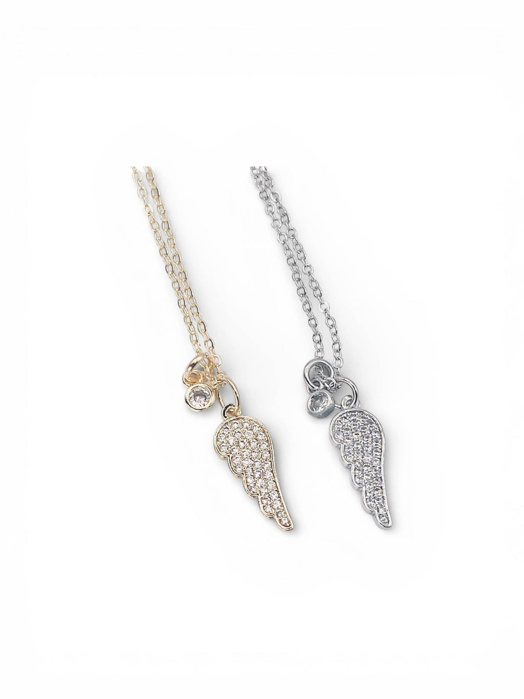 Pave angel charm cluster necklace 