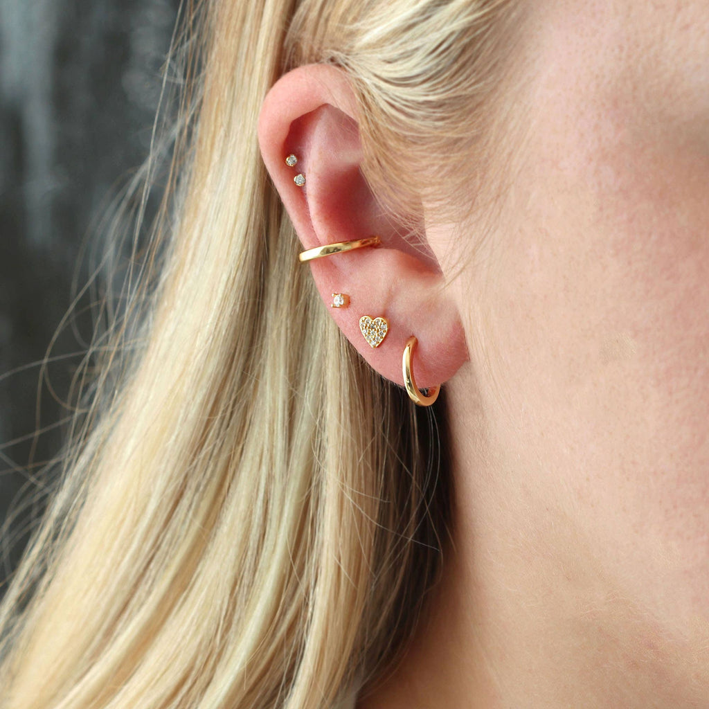 Heart Crystal Stud Earrings 18K Gold Vermeil | Sterling Silver CZ Crystals Nickel Free Hypoallergenic Ships from CA