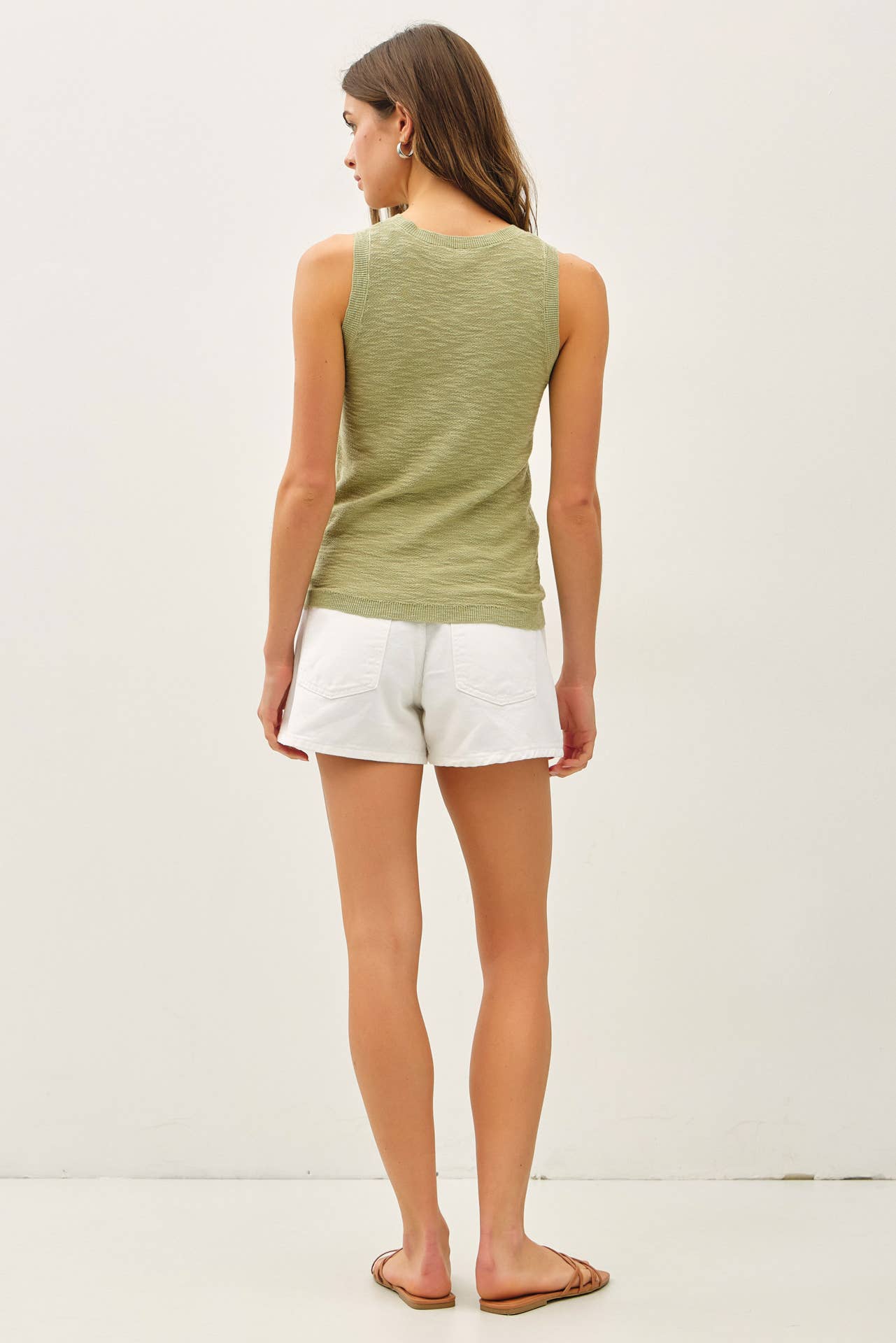 [NEW COLOR]ROUND NECK SLEEVELESS SLUB KNIT TOP