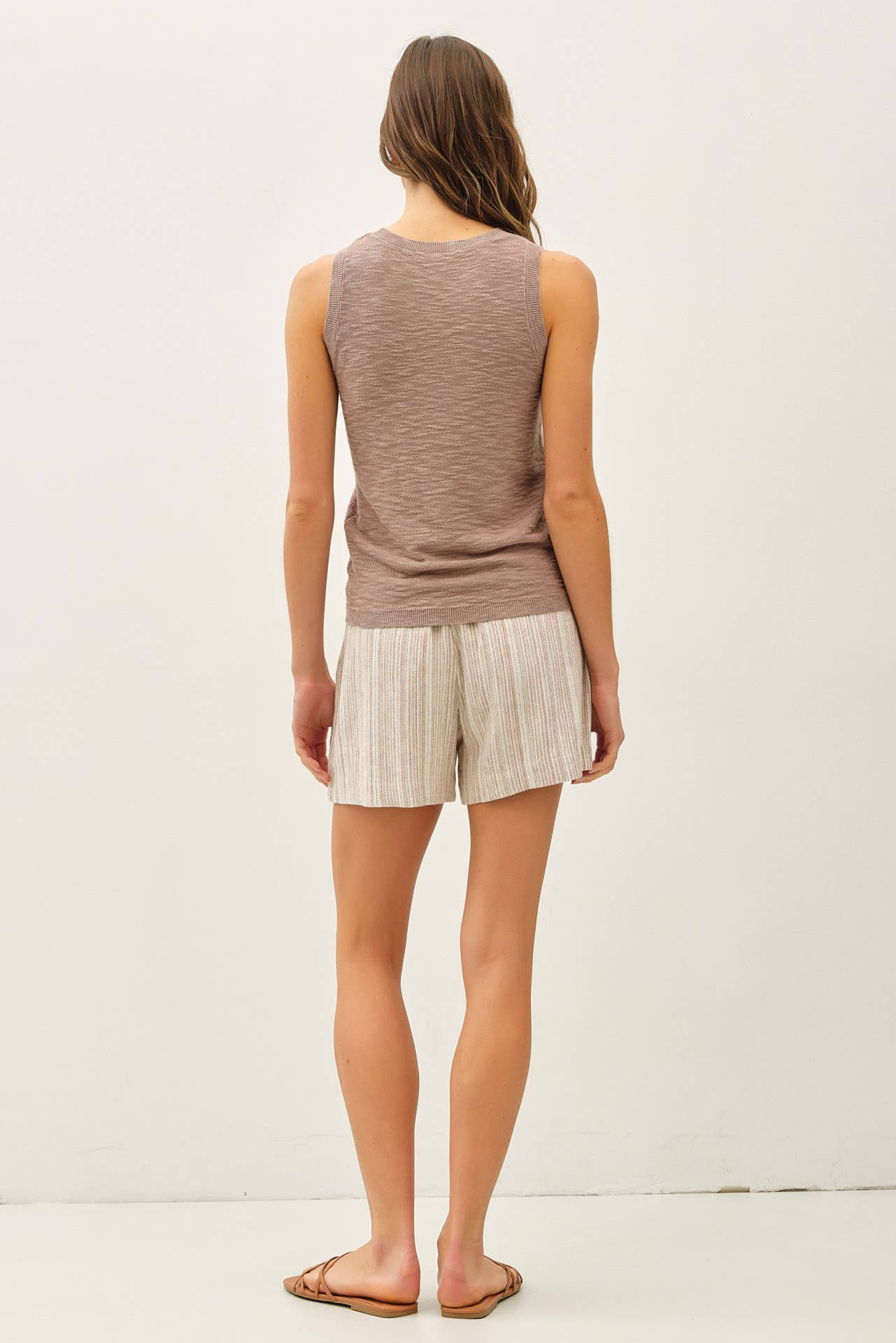 [NEW COLOR]ROUND NECK SLEEVELESS SLUB KNIT TOP