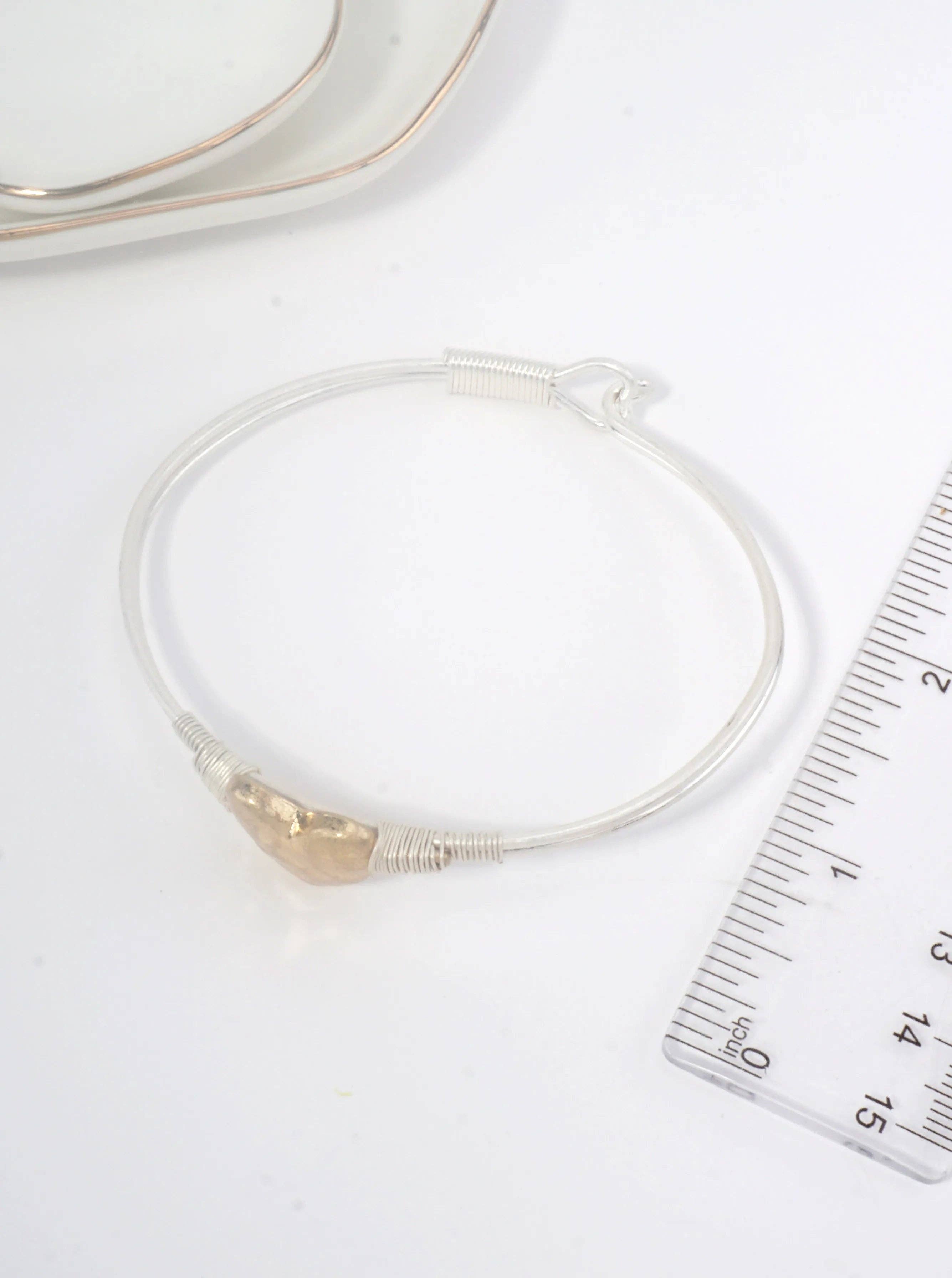 Hammered Heart Hook Closure Cuff Bracelet