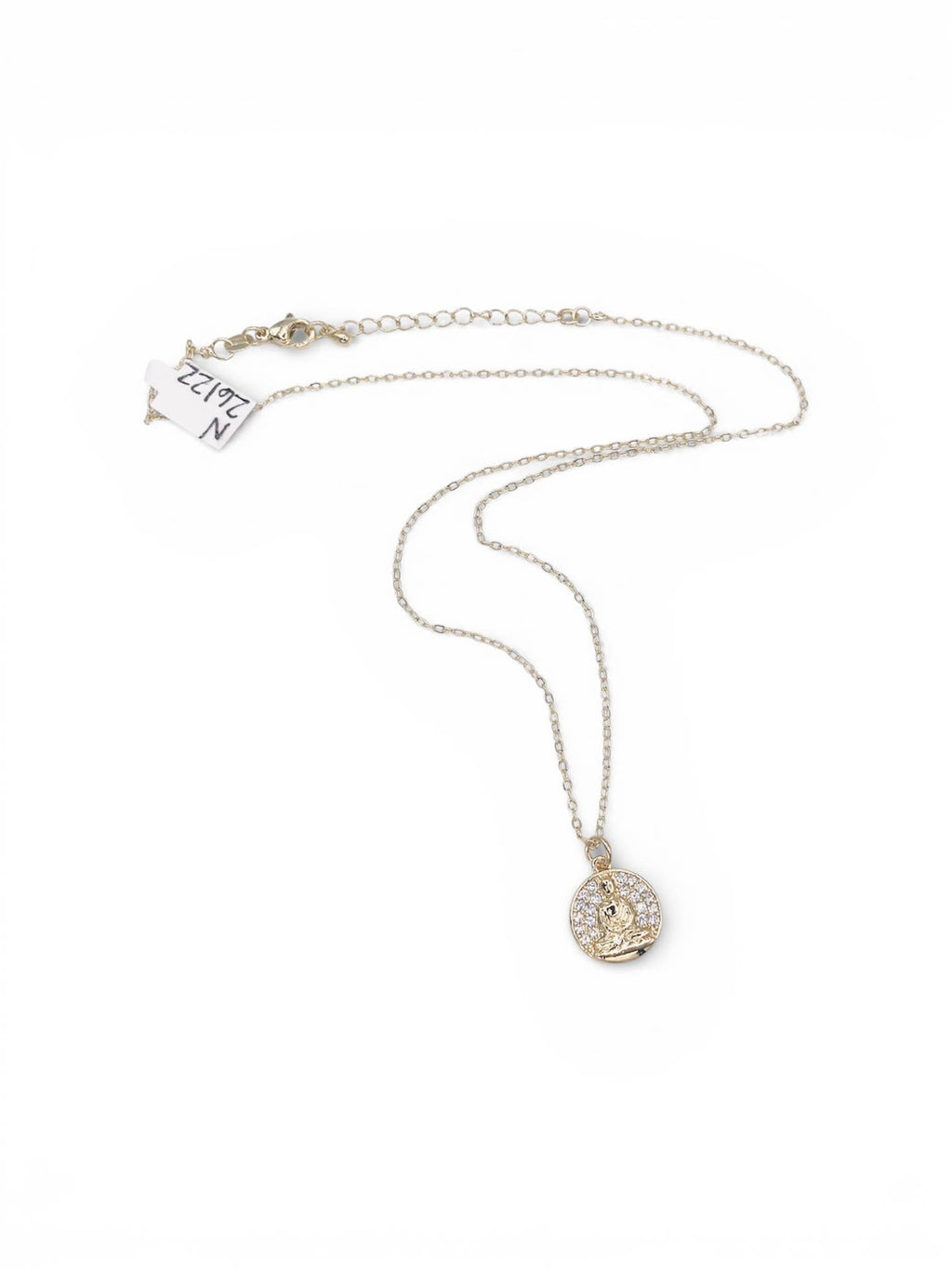 Pave Buddha coin charm necklace 