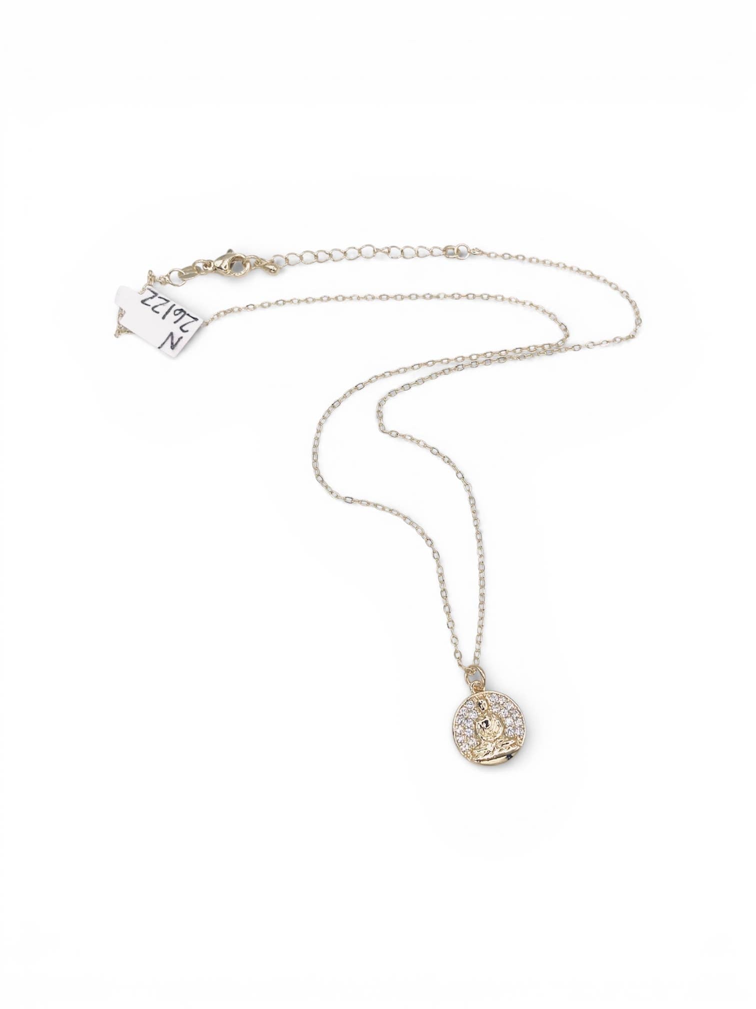 Pave Buddha coin charm necklace 