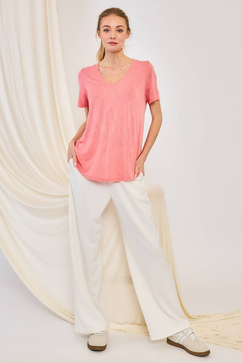 HACCI SLUB RELAXED FIT V-NECK S/S TEE FWMT3683