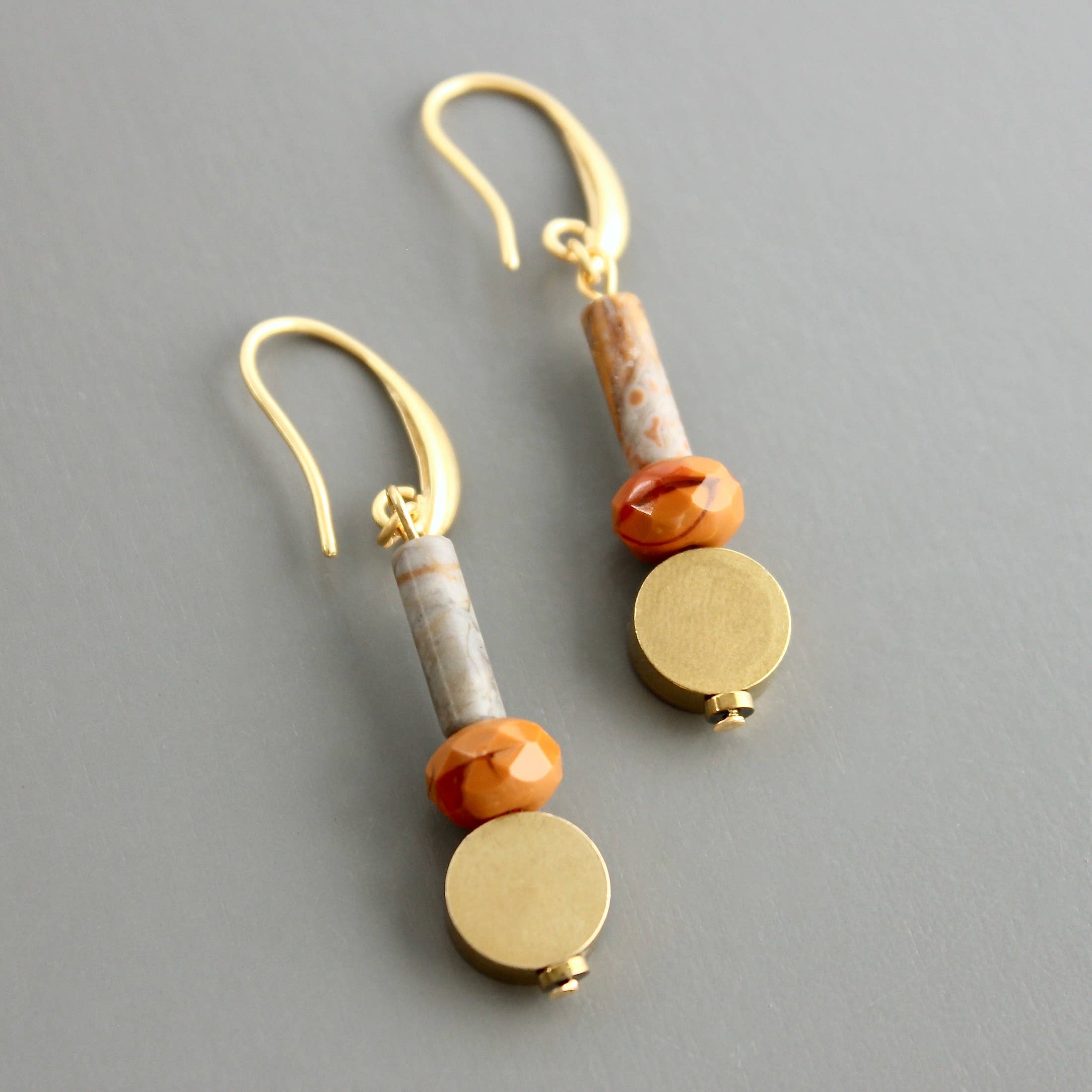 CHRE28 Jasper and glass earrings