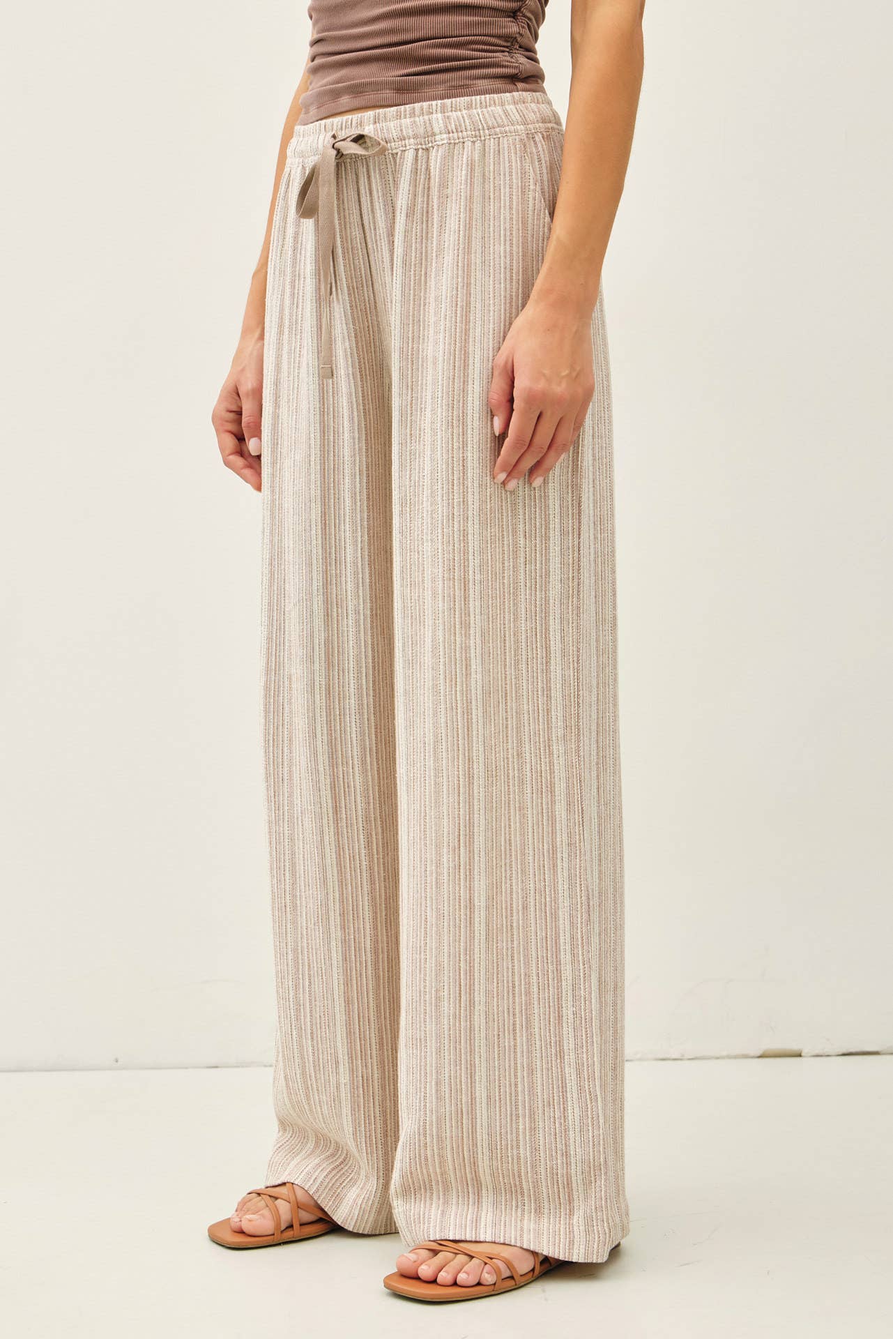29" INSEAM STRIPED LINEN WIDE LEG PANTS